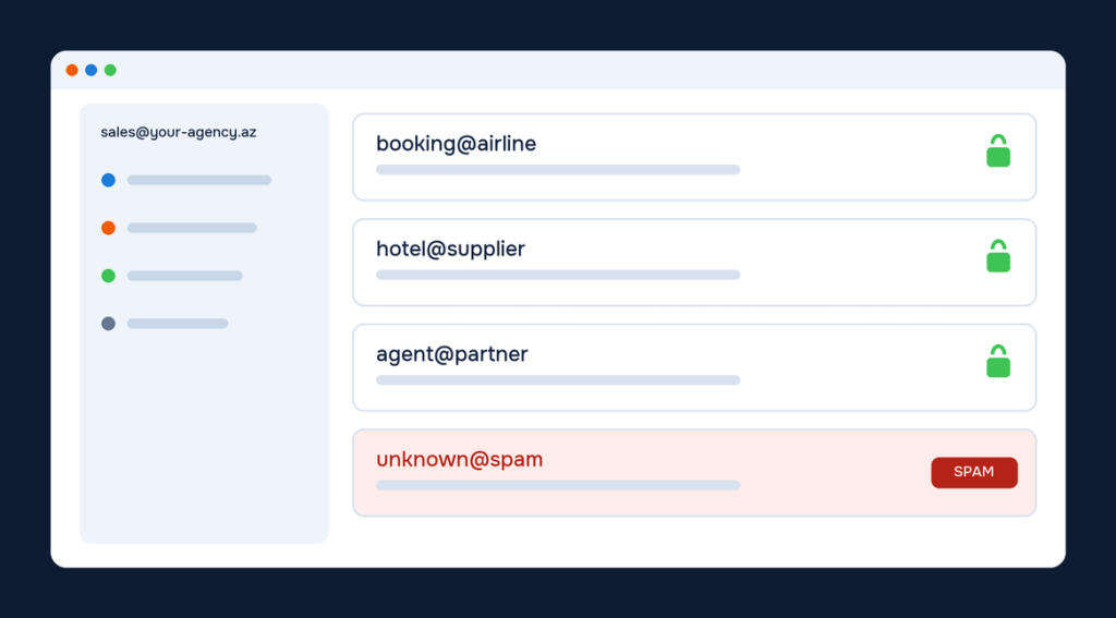 Korporativ poçt: şifrələnmiş məktublar və spam kimi işarələnmiş saxta məktub